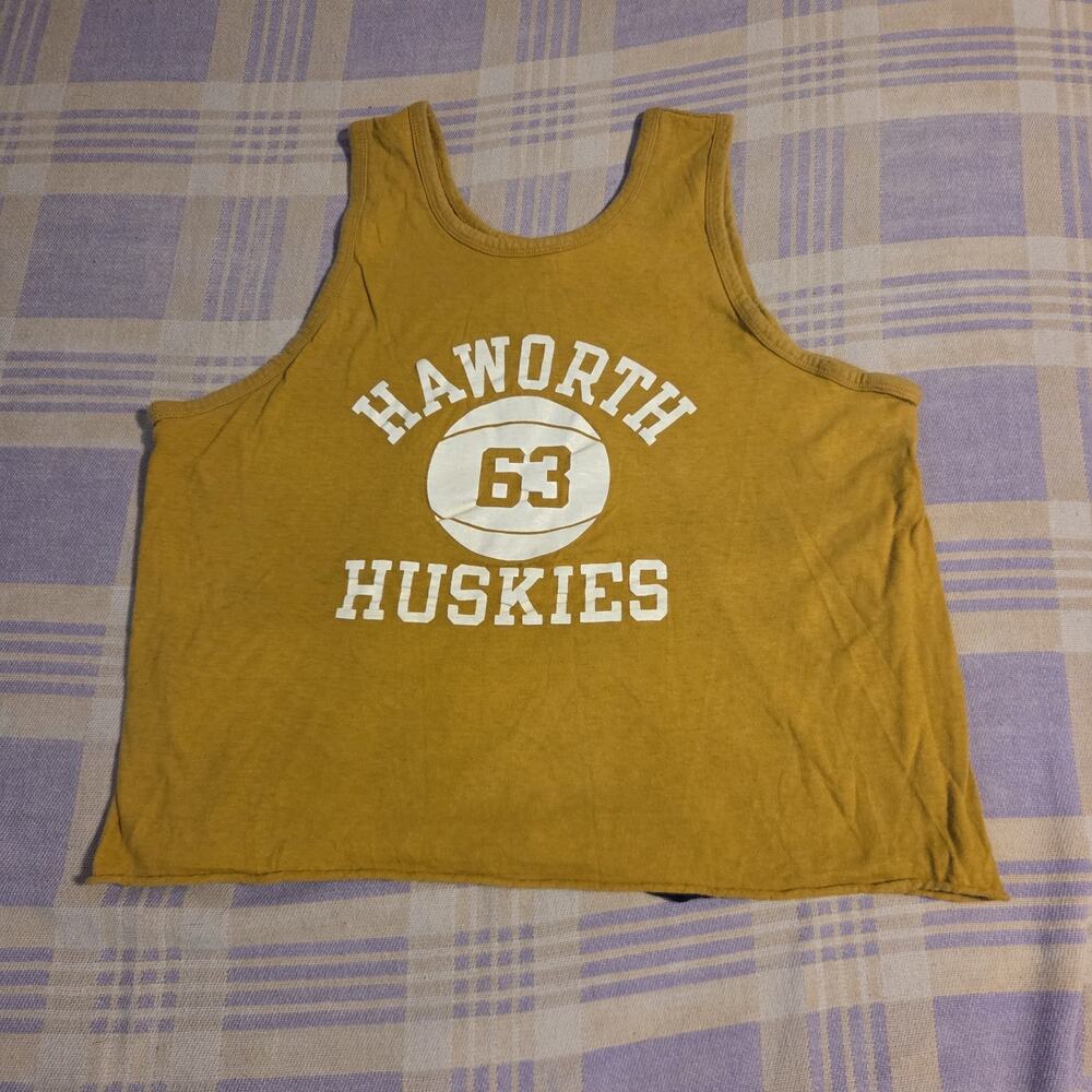 Vintage 1970s Reversible Tank Top T Shirt Double Face Haworth Huskies Basketball